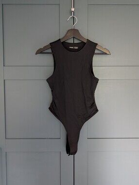 SHEIN Black Sleeveless High-Cut Bodysuit | XS